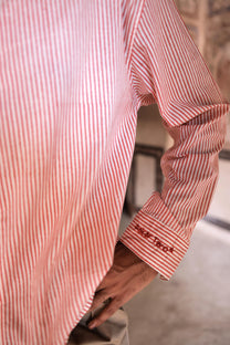 Red Summer Hand-Blocked Stripe Shirt