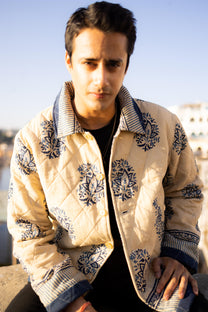 Beige Paisley Hand-Blocked Quilt Jacket