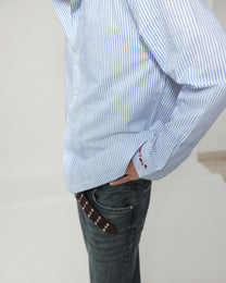 Blue Summer Hand-Blocked Stripe Shirt