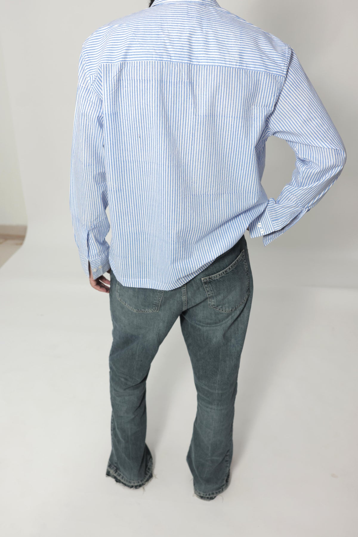 Blue Summer Hand-Blocked Stripe Shirt