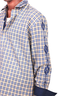 Para Yellow Embroidered Checks Shirt