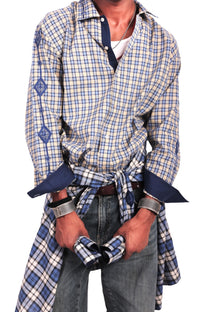 Para Yellow Embroidered Checks Shirt