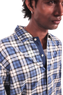 Para Blue Embroidered Check Shirt