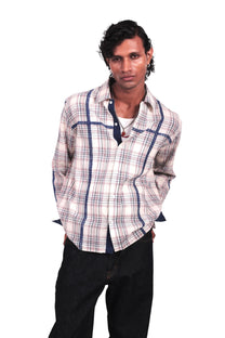 Cream Checks Embroidered Shirt