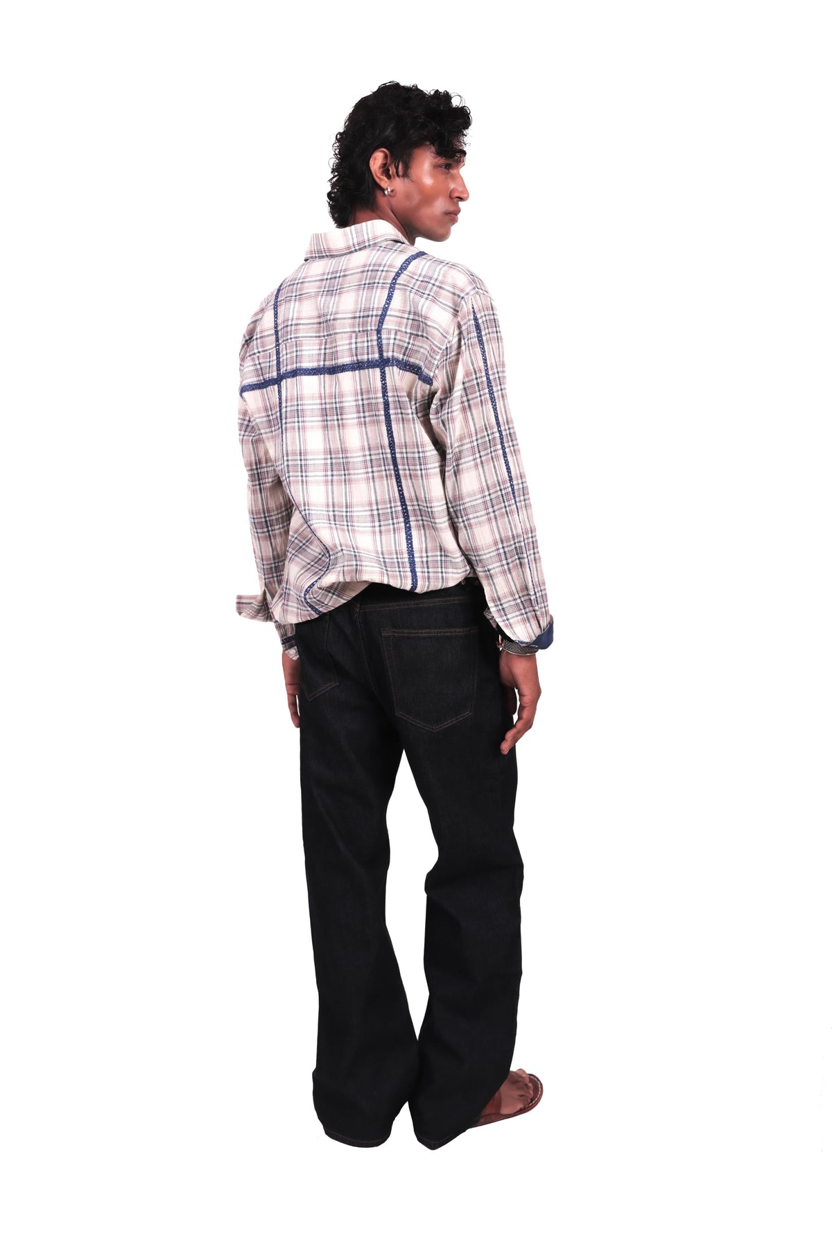 Cream Checks Embroidered Shirt