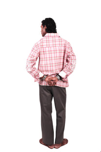 Pink Chowk Embroidered Checks Shirt