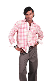 Pink Chowk Embroidered Checks Shirt