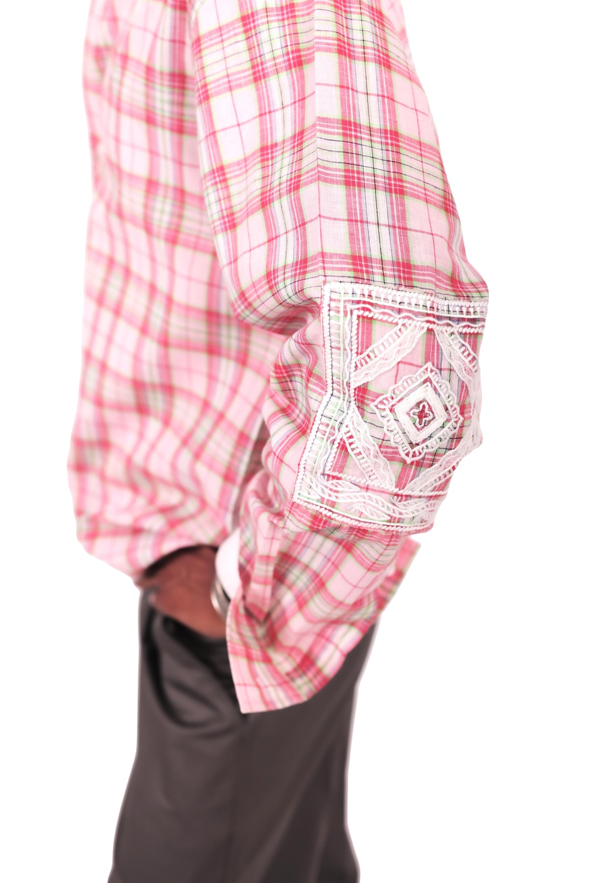 Pink Chowk Embroidered Checks Shirt