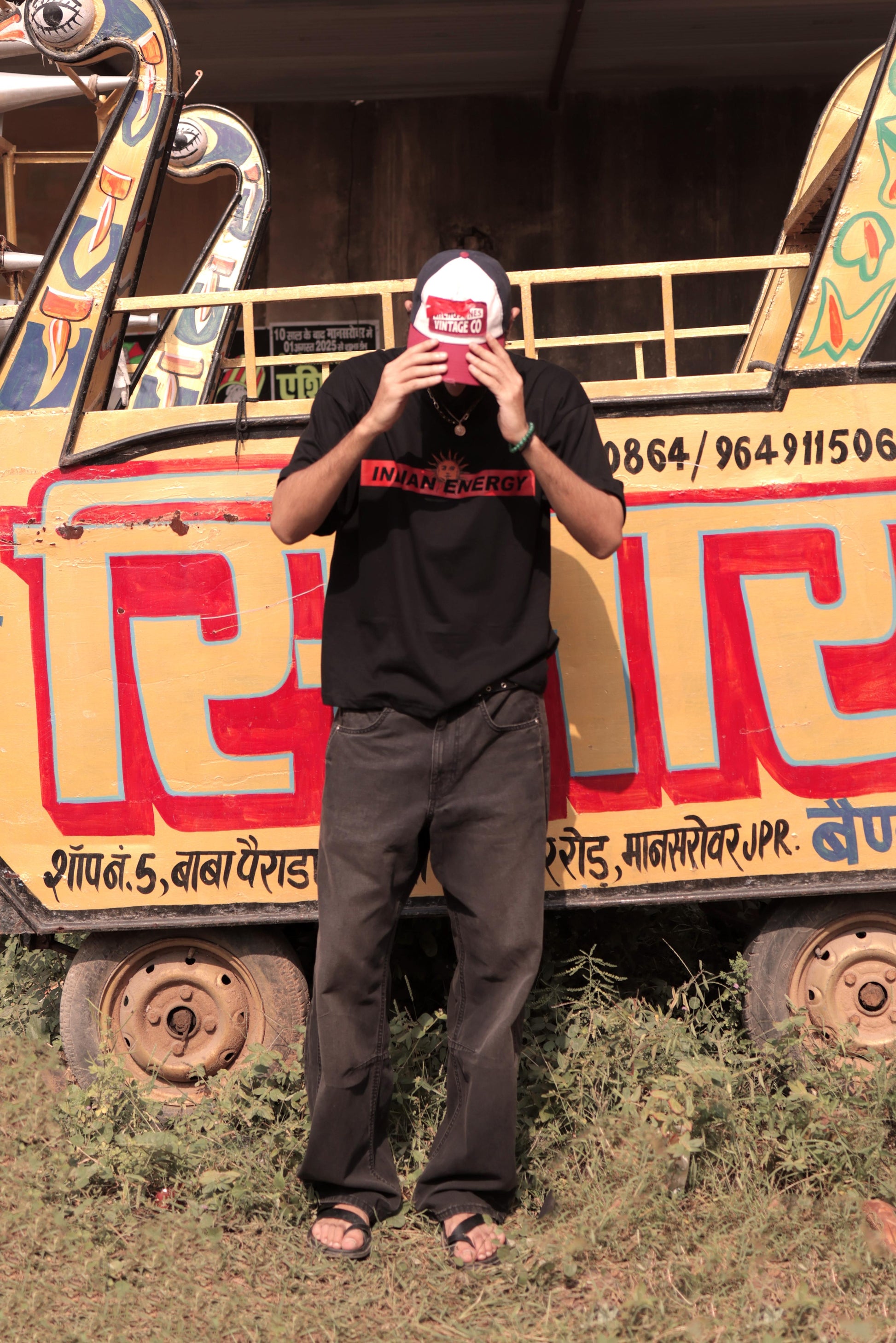 "INDIAN ENERGY" Black Half Sleeve Teeshirt