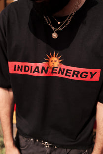 "INDIAN ENERGY" Black Half Sleeve Teeshirt