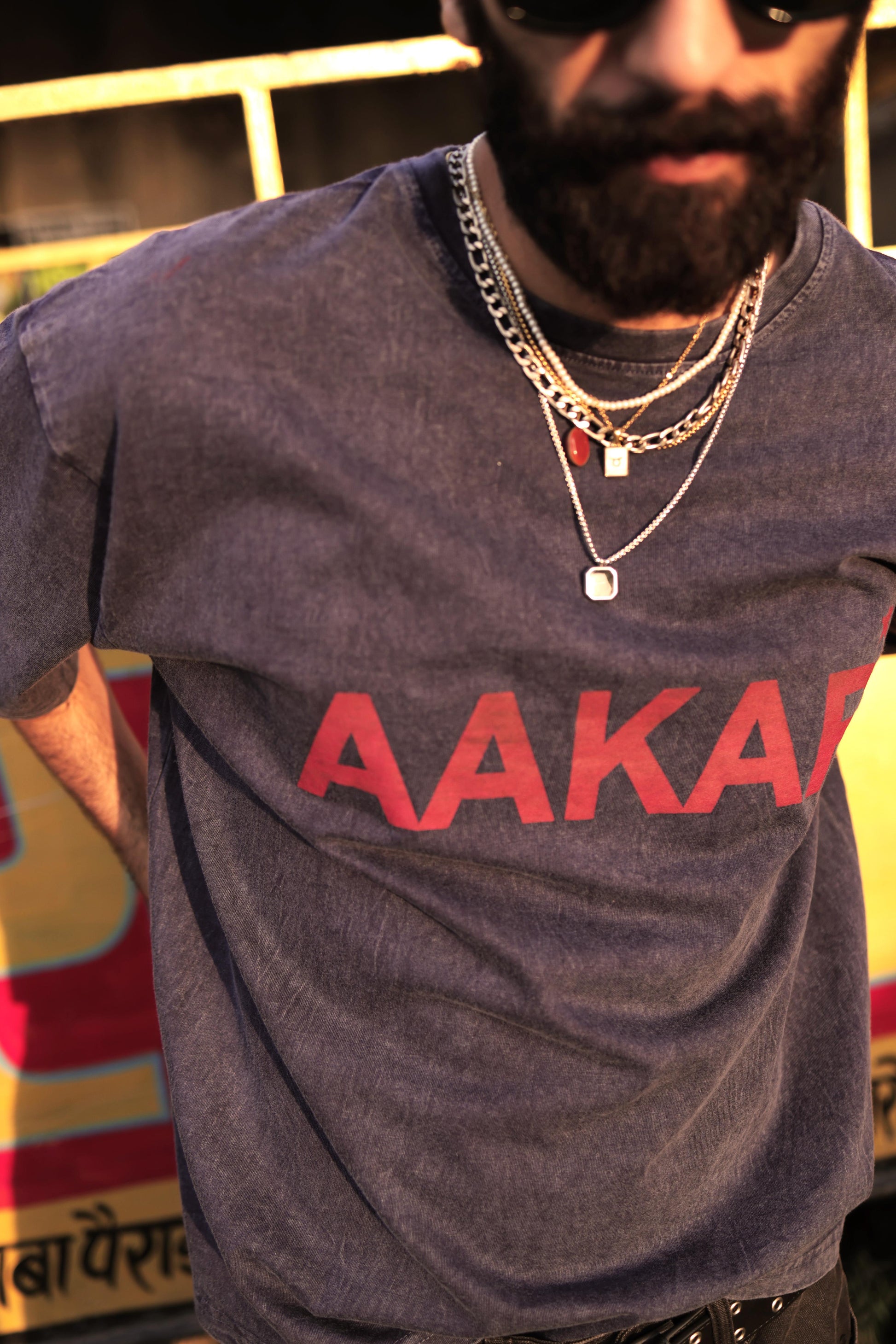 'AAKAR TARO’ Faded Blue Teeshirt