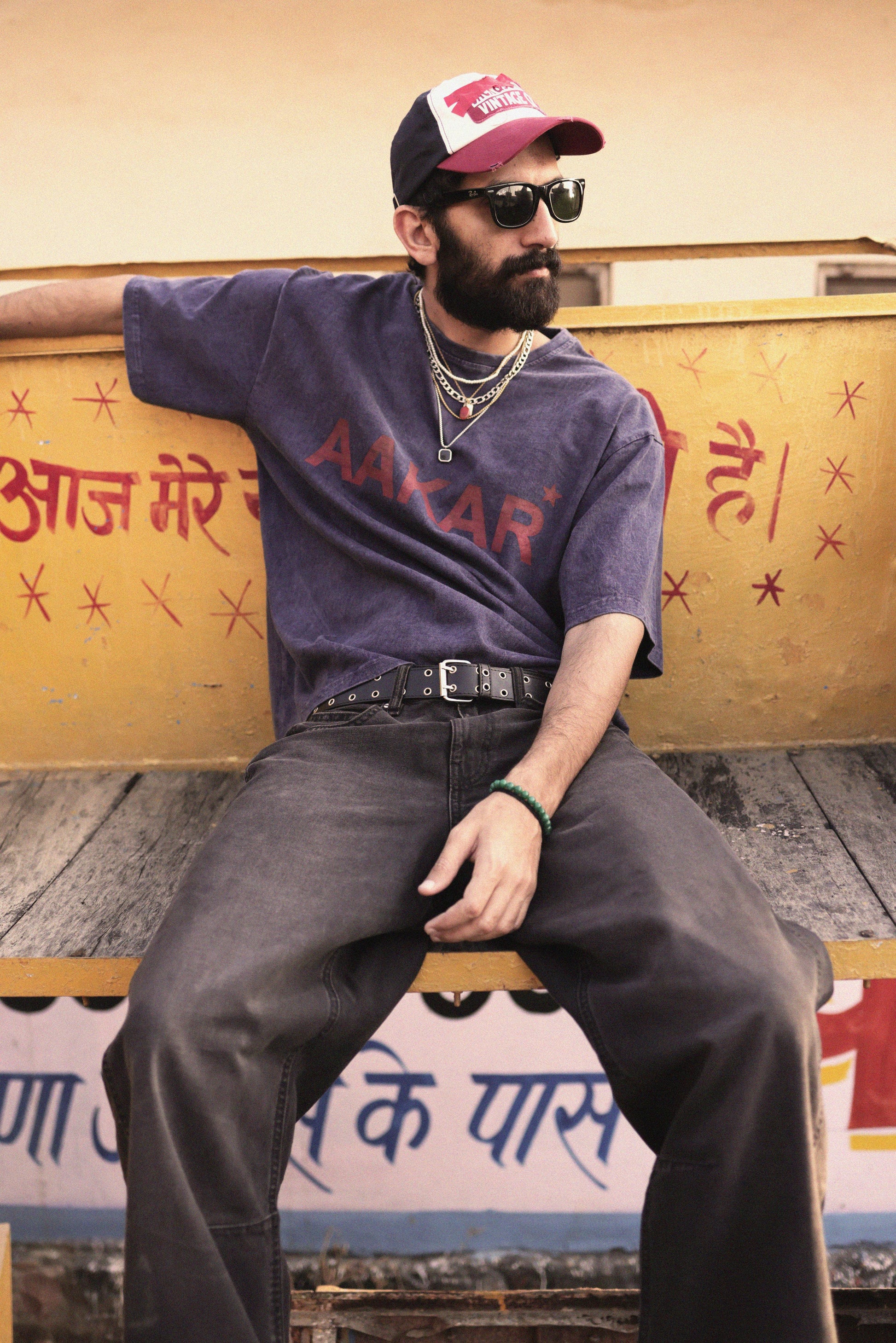 'AAKAR TARO’ Faded Blue Teeshirt