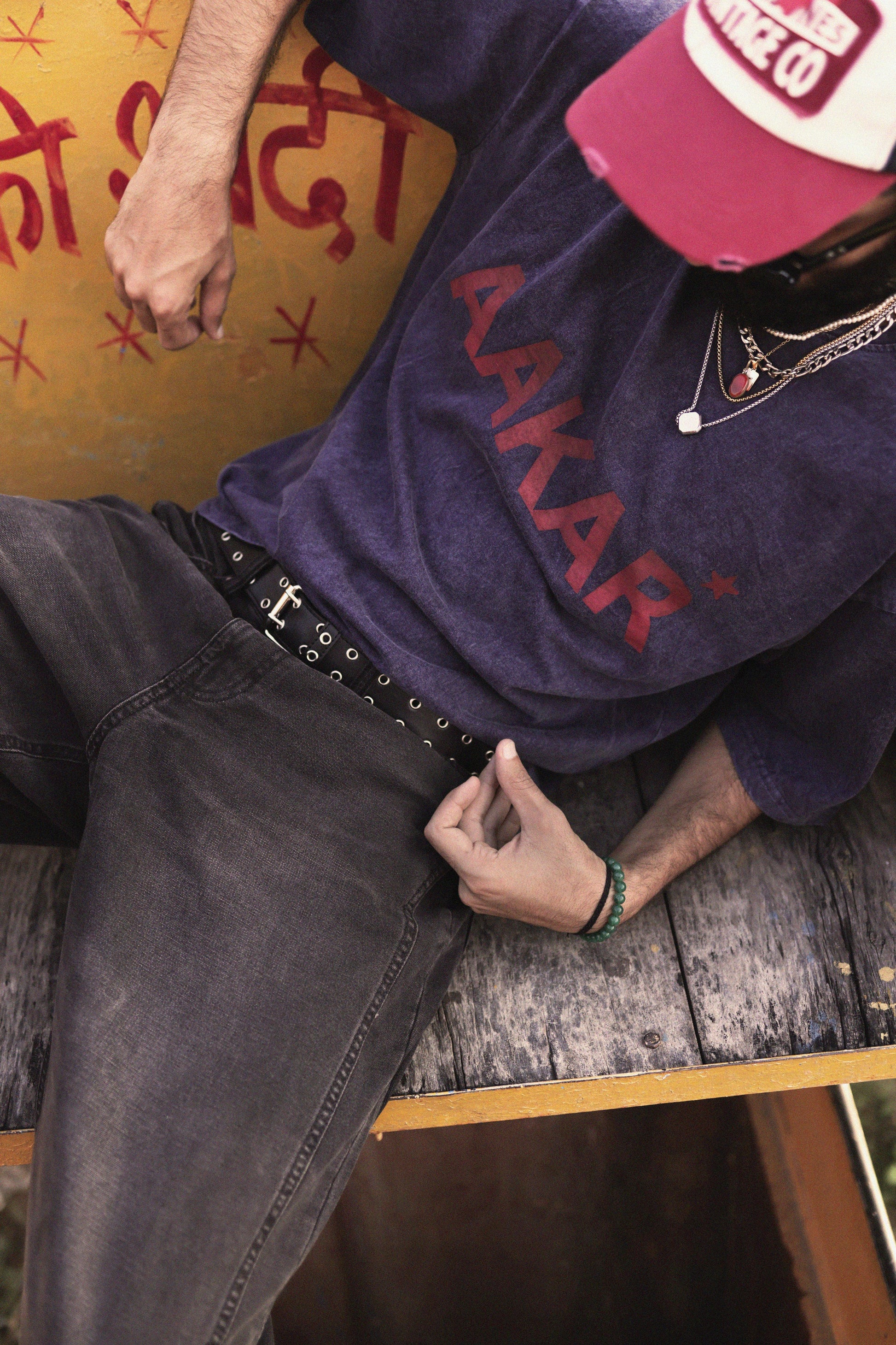 'AAKAR TARO’ Faded Blue Teeshirt