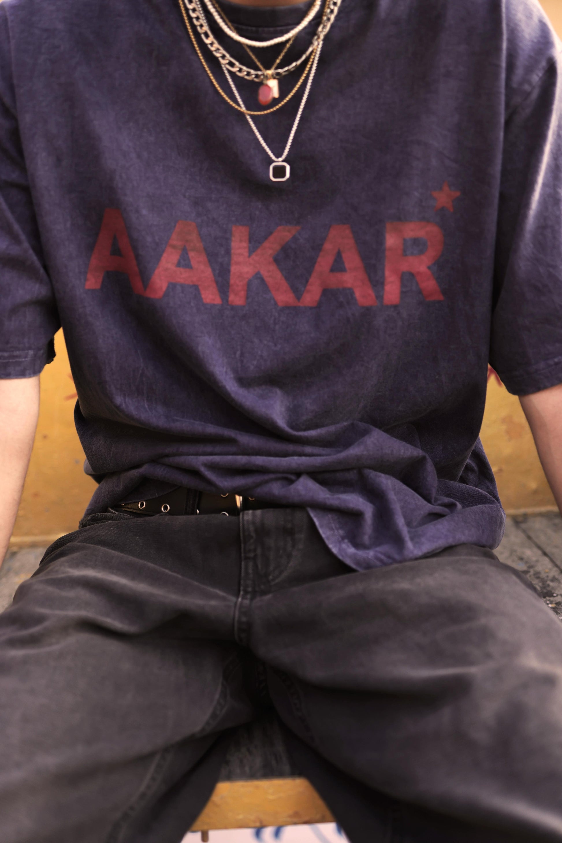 'AAKAR TARO’ Faded Blue Teeshirt