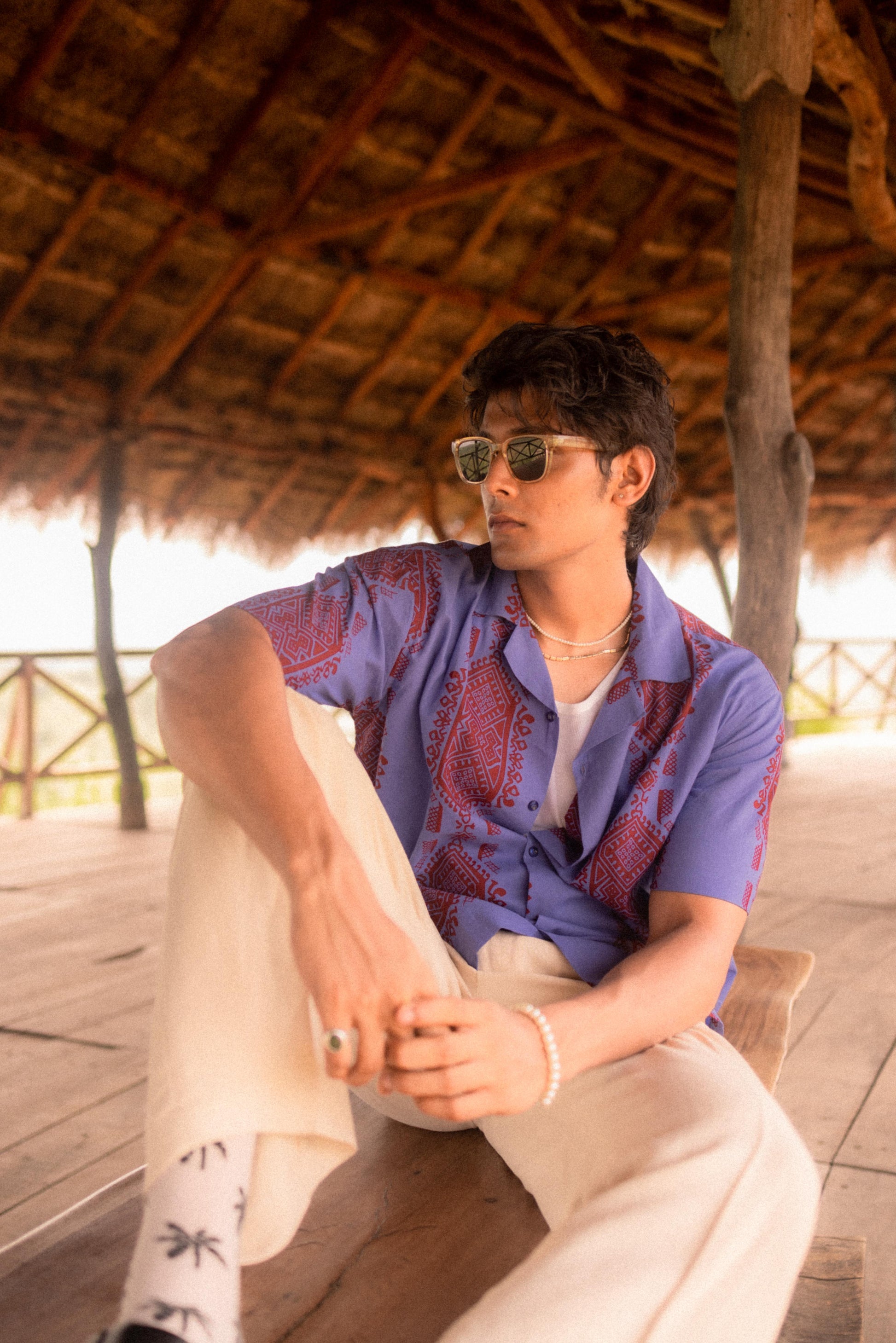 Blue Purple Printed Resort Shirt