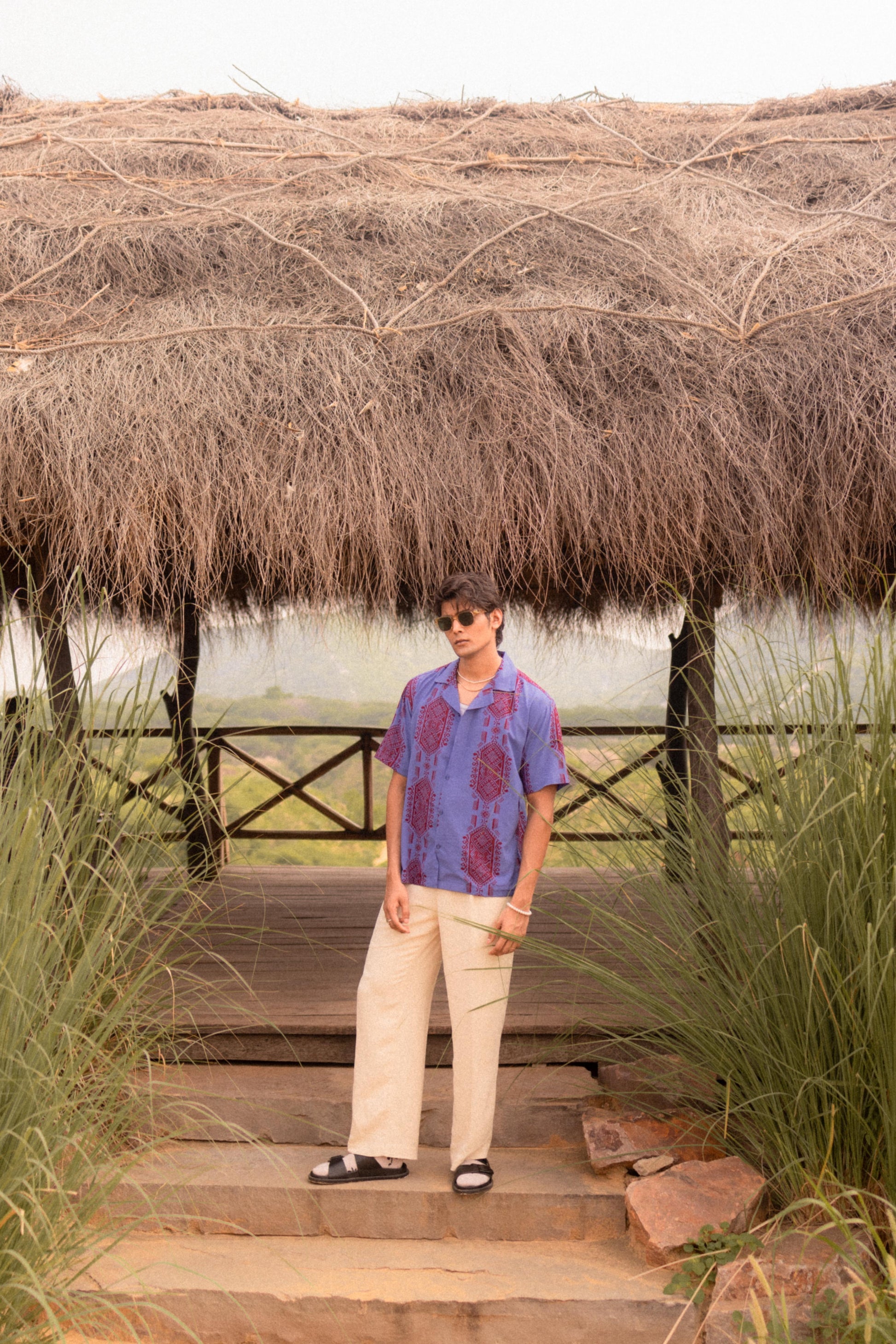 Blue Purple Printed Resort Shirt