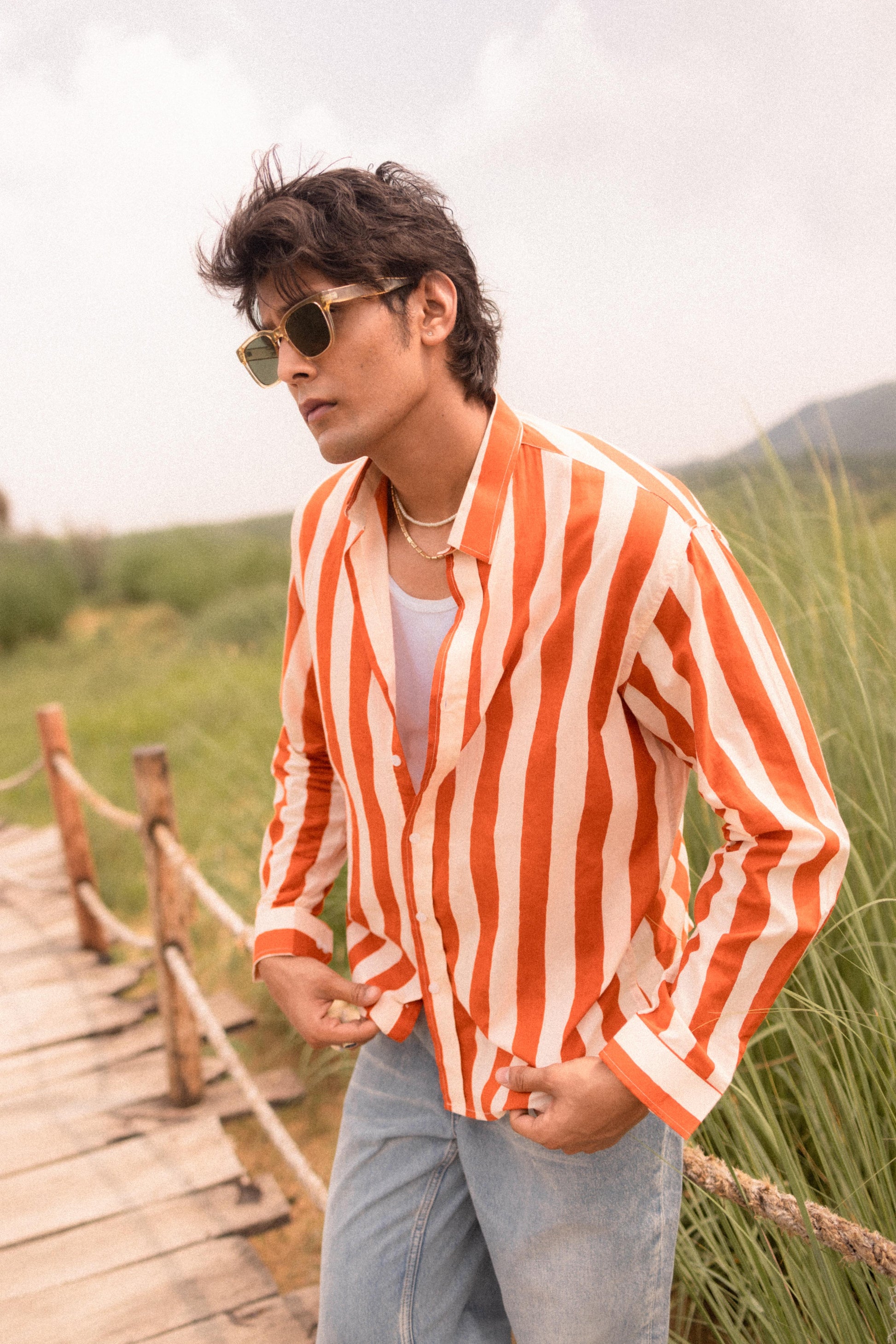 Rust Stripe Summer Shirt