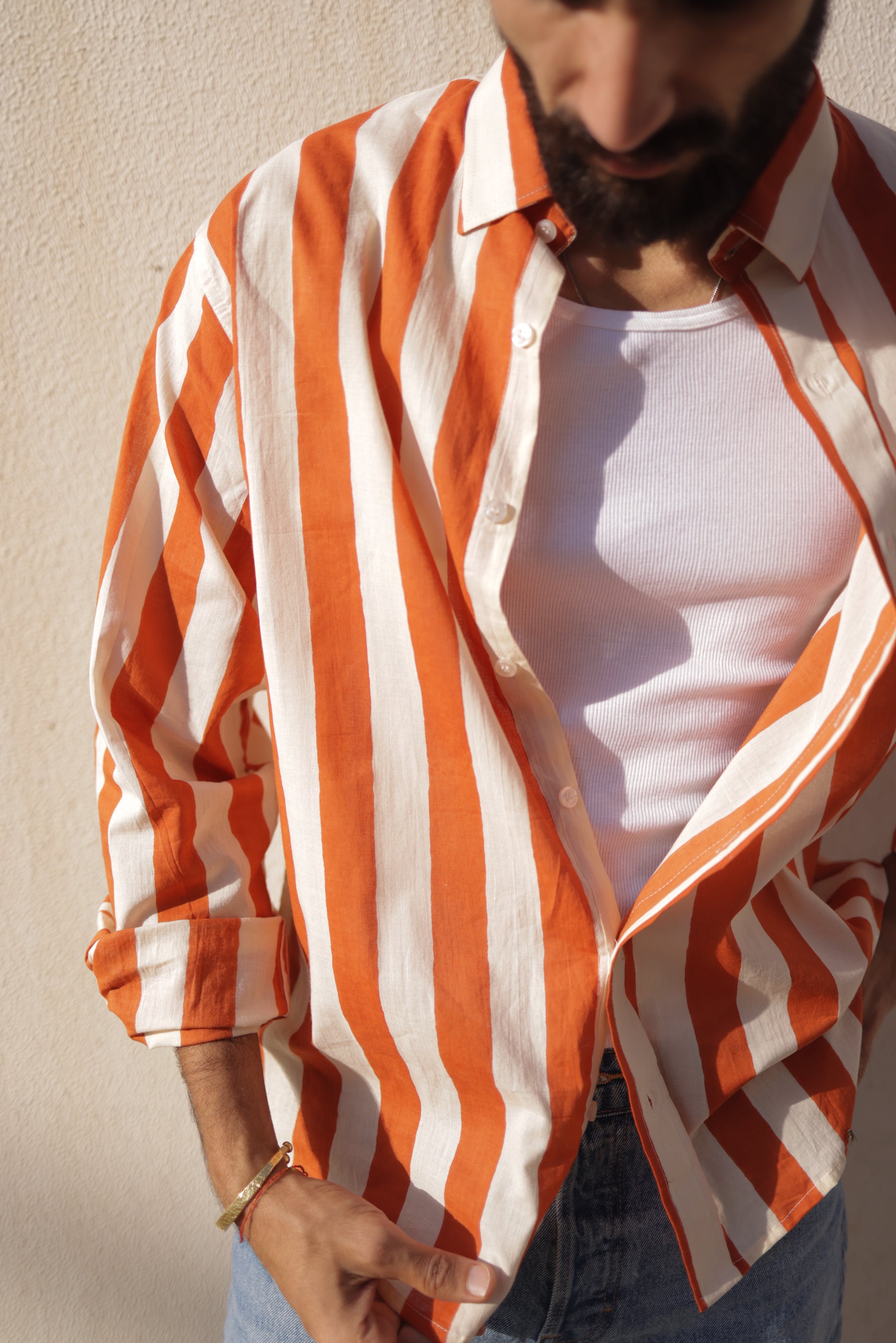 Rust Stripe Summer Shirt