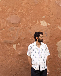 Off White Dobby Printed Shirt